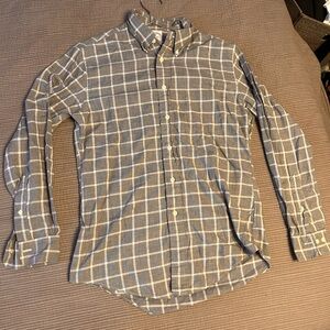 Brooks Brothers Gray Plaid Button-Down Shirt with White Windowpane